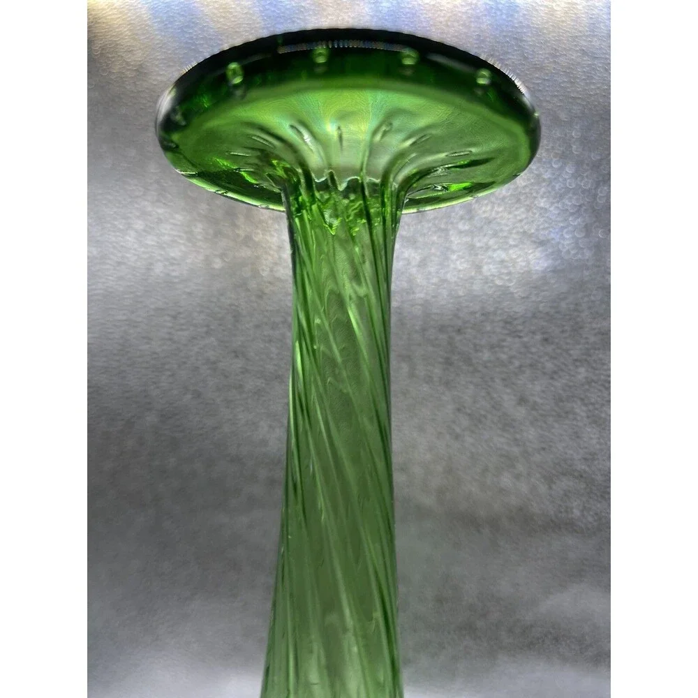 Vintage Hand Blown Murano Green Glass 12